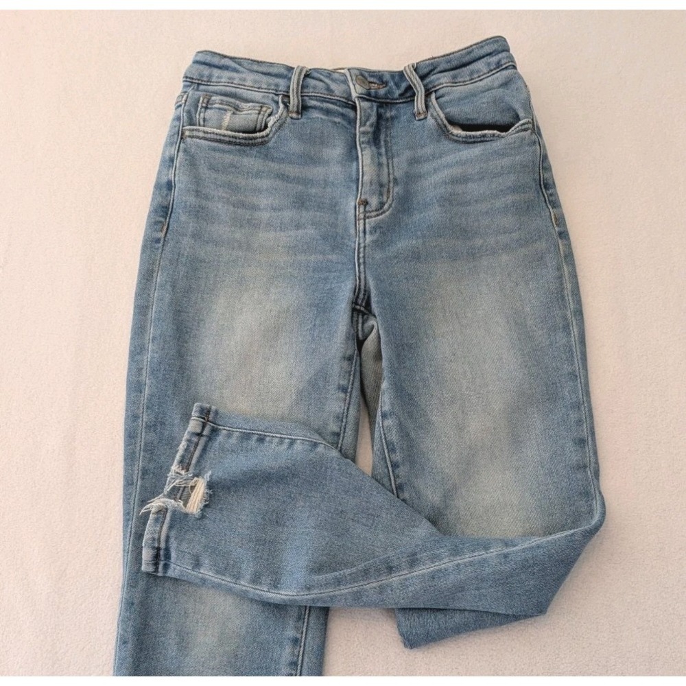 Willow Root Mom Jeans Women's 26 X 27 Blue Distressed Faded Stretch